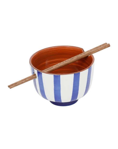 Bol Baguette Alaria blanc et indigo - D:14 cm