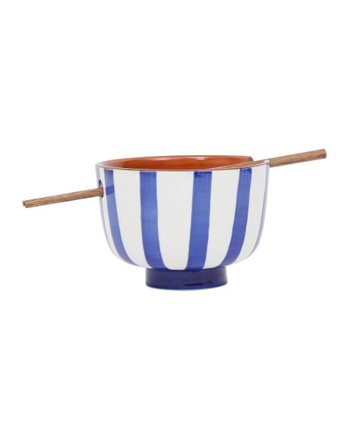 Bol Baguette Alaria blanc et indigo - D:14 cm