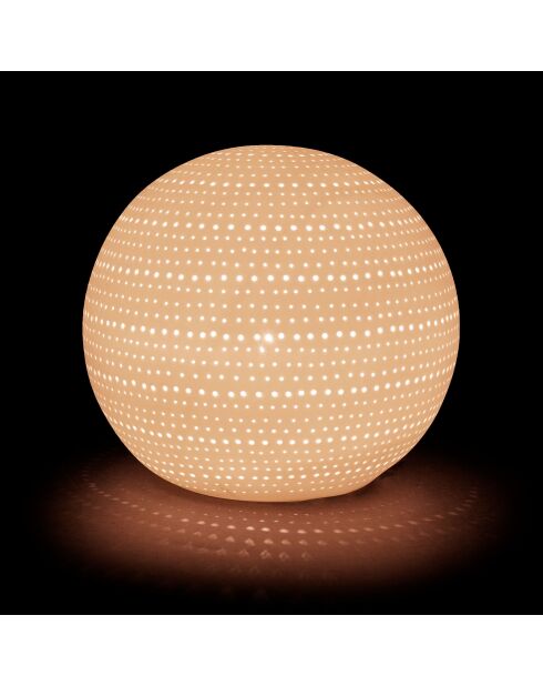 Lampe boule Point blanche - D20.5x18 cm