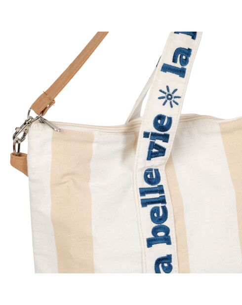 Borsa termica Medi beige e blu - 50 x 40 cm