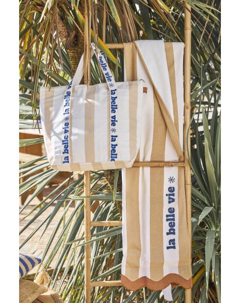 Borsa termica Medi beige e blu - 50 x 40 cm