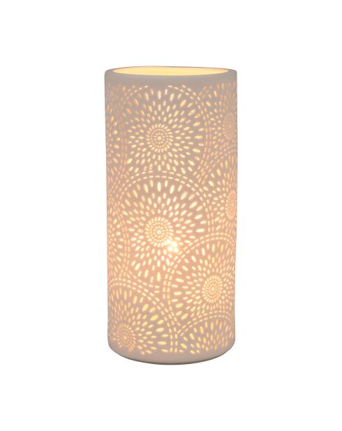 Lámpara cilíndrica Rosace blanca - D11x24 cm