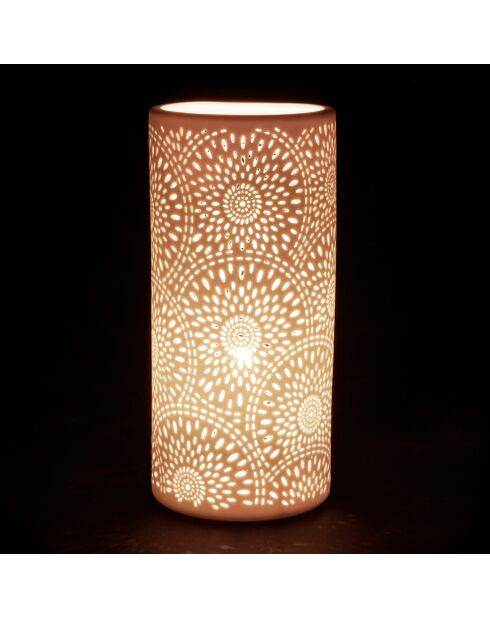 Lámpara cilíndrica Rosace blanca - D11x24 cm