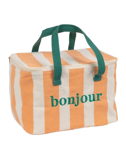 Borsa termica in corallo Palma e verde - 24 x 17 cm