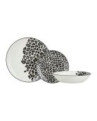 Juego de vajilla de porcelana Black Leopard Decor, 18 piezas