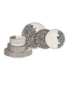 Juego de vajilla de porcelana Black Leopard Decor, 18 piezas