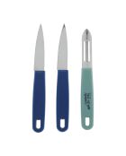 Juego de 3 piezas de cuchillo de pelar y pelador de acero inoxidable Collection Patissons gris