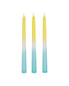 Bougie Chandel  x  3 Lumi turquoise -  H: 25 cm