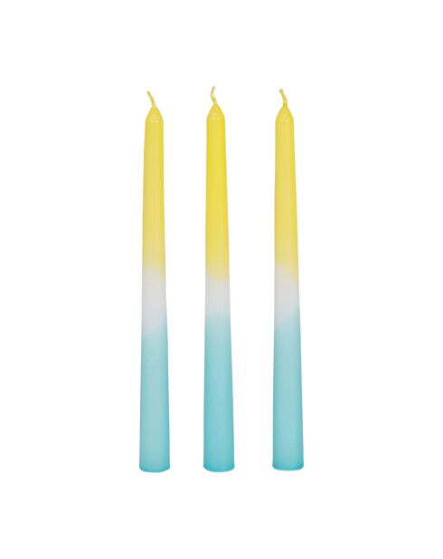 Bougie Chandel  x  3 Lumi turquoise -  H: 25 cm