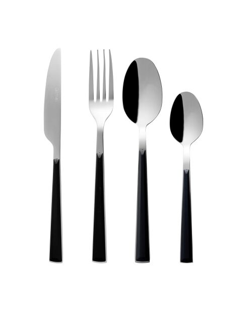 Juego de cubiertos Mateo Black de acero inoxidable gris - 16 piezas