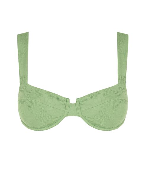 Pistazien-Bikinioberteil mit Balconet-Print