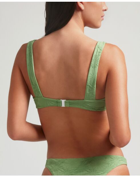 Pistazien-Bikinioberteil mit Balconet-Print