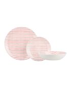 Set de vajilla Decoración Bayadere de porcelana rojo/gris, 18 piezas