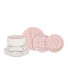 Set de vajilla Decoración Bayadere de porcelana rojo/gris, 18 piezas