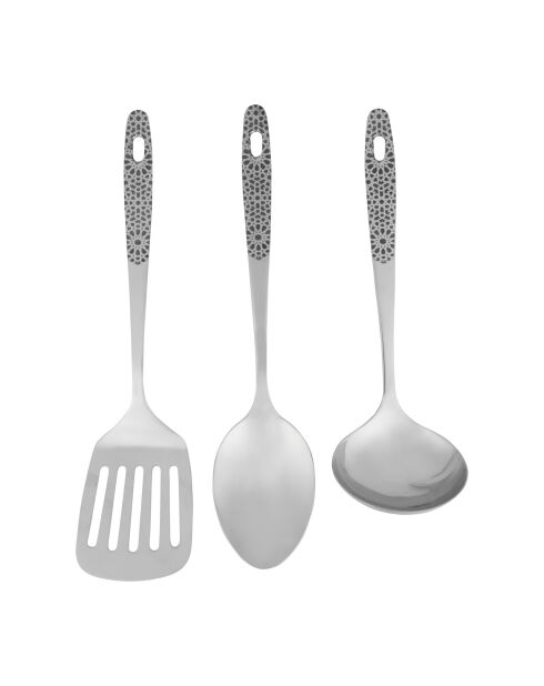Ustensile en inox lot de 3 pièces Ramadan gris - 32/27.5/ 32.5 cm