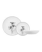 Juego de vajilla de porcelana Black Floral Decor - 18 piezas