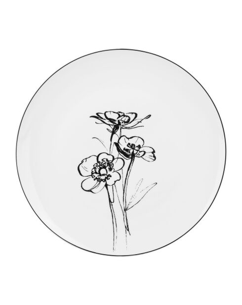 Juego de vajilla de porcelana Black Floral Decor - 18 piezas