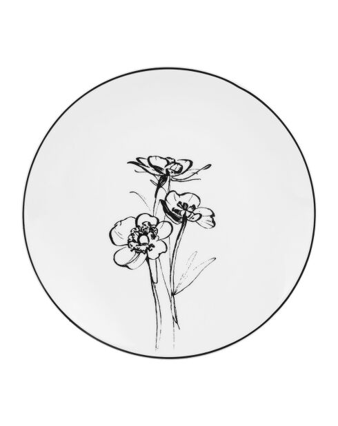 Juego de vajilla de porcelana Black Floral Decor - 18 piezas