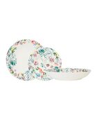 Juego de vajilla con decoración floral, estampado, 18 piezas