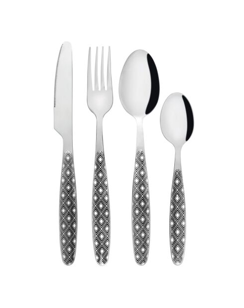 Juego de cubiertos Ethnik de acero inoxidable blanco - 16 piezas