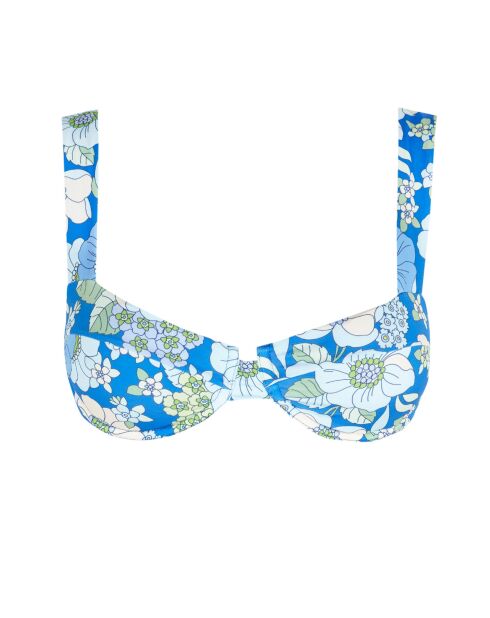 Balconette Sorrento bikinitop met blauwe achtergrondprint