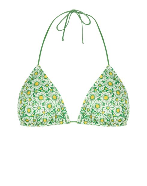 Lupita driehoekige top met groene achtergrondprint