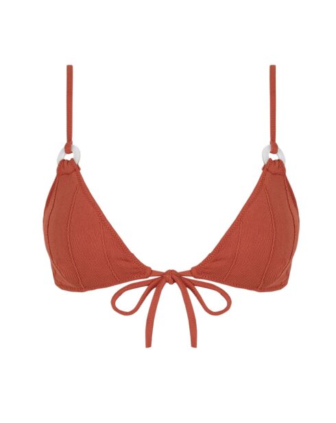 Bikinitop van terracotta kant