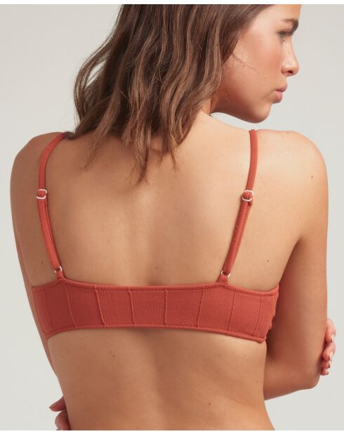 Bikinitop van terracotta kant