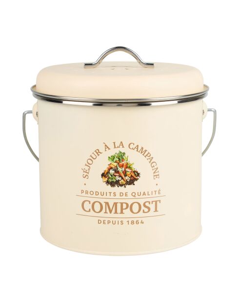 Solange Décor Compost beige ijzeren keukencompostbak - D.18 cm