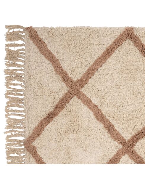 Geometrischer Teppich in Weiß und Terrakotta, 230 x 160 cm