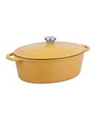 Tradifonte gelber ovaler Kochtopf aus emailliertem Gusseisen, 6,5 l