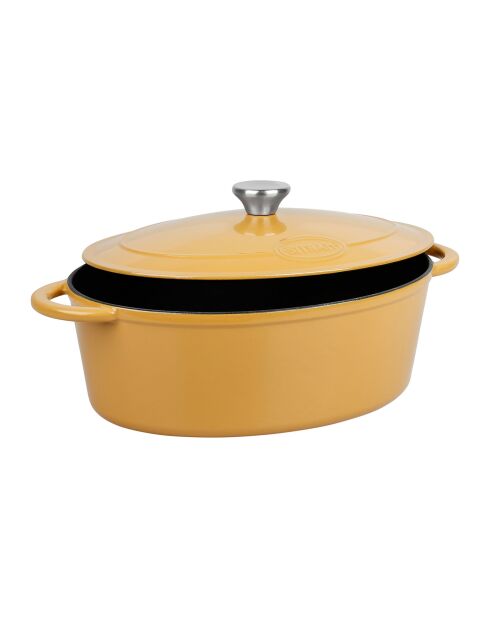Tradifonte gele ovale geëmailleerde gietijzeren braadpan - 6,5 L