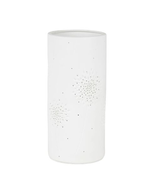 Witte plantaardige cilinderlamp - D11xH24 cm - E14-25W - porseleinen kabel van 1,70 m