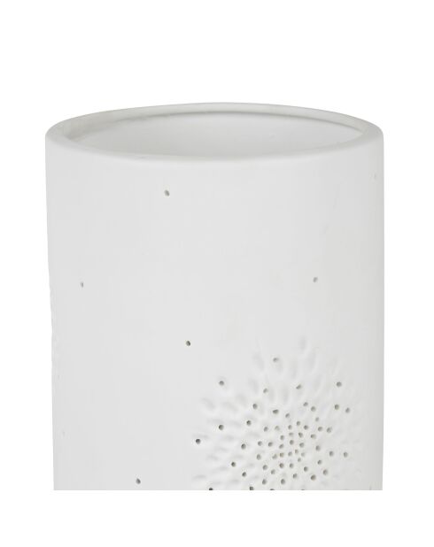 Witte plantaardige cilinderlamp - D11xH24 cm - E14-25W - porseleinen kabel van 1,70 m