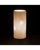 Witte plantaardige cilinderlamp - D11xH24 cm - E14-25W - porseleinen kabel van 1,70 m