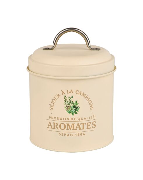 Solange Decor Aromates beige ijzeren opbergdoos - 0,9 L