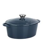 Blauer ovaler Kochtopf aus emailliertem Gusseisen von Tradifonte, 4 l