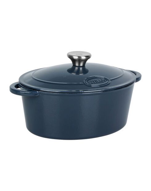 Tradifonte blauwe ovale geëmailleerde gietijzeren braadpan - 4 L