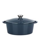 Blauer ovaler Kochtopf aus emailliertem Gusseisen von Tradifonte, 4 l