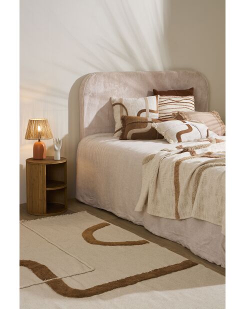 Mesita de noche natural Saori con 2 nichos - 31 x 41 cm