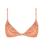 Bikinitop van terracotta met knoopsluiting en bandana