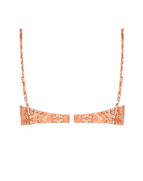 Bikinitop van terracotta met knoopsluiting en bandana