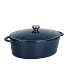 Tradifonte Kochtopf aus emailliertem Gusseisen, oval, blau, 6,5 l