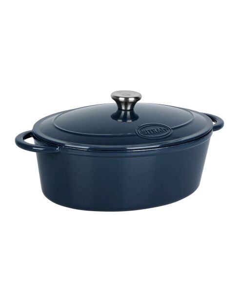 Tradifonte blauwe ovale geëmailleerde gietijzeren braadpan - 6,5 L