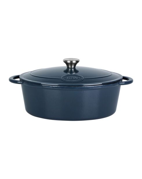 Tradifonte blauwe ovale geëmailleerde gietijzeren braadpan - 6,5 L