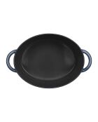 Tradifonte Kochtopf aus emailliertem Gusseisen, oval, blau, 6,5 l