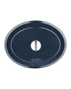Tradifonte Kochtopf aus emailliertem Gusseisen, oval, blau, 6,5 l