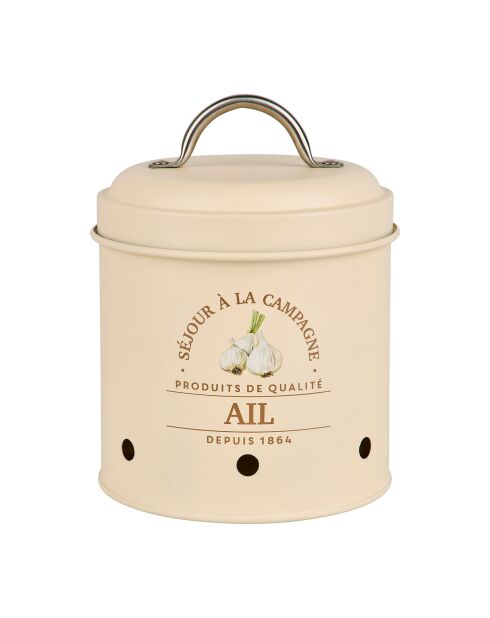 Solange Decor Beige opbergdoos met knoflook en ijzer - D.11 cm