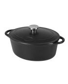 Tradifonte Kochtopf aus emailliertem Gusseisen, oval, schwarz, 6,5 l