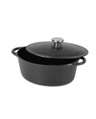 Tradifonte Kochtopf aus emailliertem Gusseisen, oval, schwarz, 6,5 l